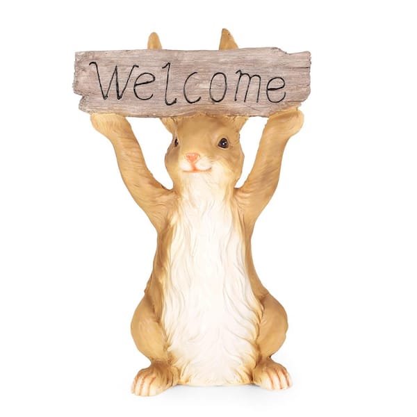 Unbranded 15.50 in. W x 8 in. D x 23.75 in. H Mgo Rabbit, Garden Statue, Brown white