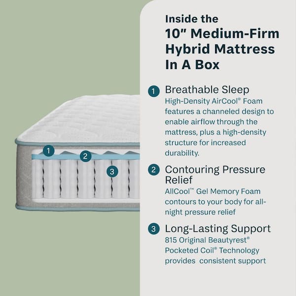 Slumber Time Hybrid Queen Medium Firm 10 in. Mattress-in-a-Box