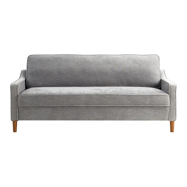 Stanford 76 in. Square Arm Woven Rectangular Sofa in Gray