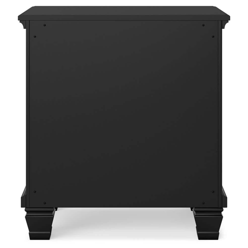 Black Hardwood 2-Drawer Nightstand with Satin Nickel Knobs