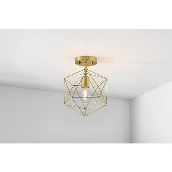 Hampton Bay Winfield 9.5 in. 1-Light Gold Semi-Flush Mount