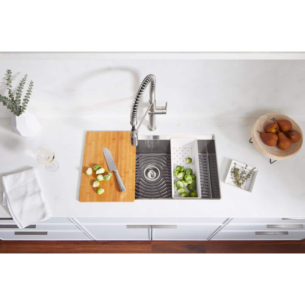 Task 33" Stainless Steel Drop-In Single Bowl Workstation Sink