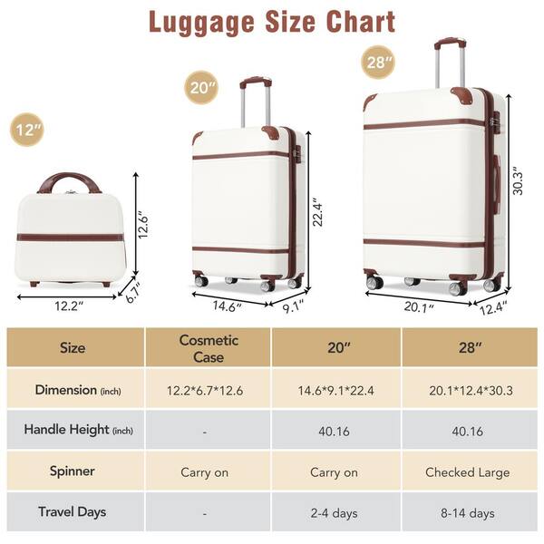 Merax White Lightweight 3-Piece Expandable ABS Hardshell Spinner