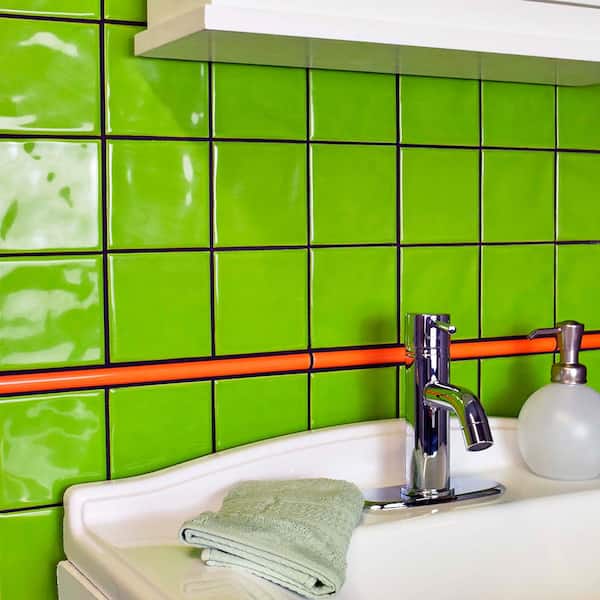 Twist Orange Sunset 1/2 in. x 11-3/4 in. Glossy Ceramic Wall Tile Trim