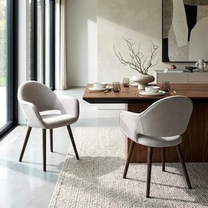 Glamour Home Amaya Walnut Finish with Charcoal Fabric Upholstery
