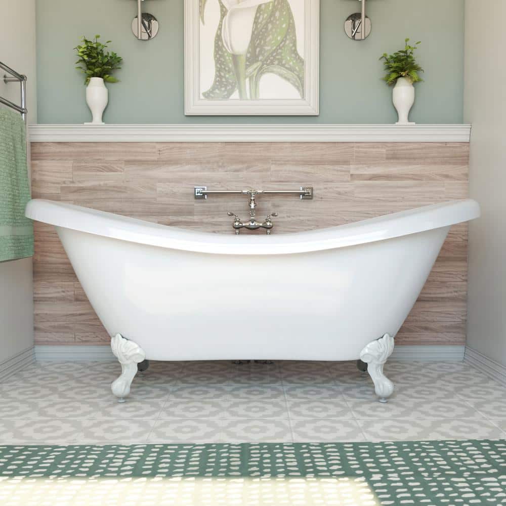 Elegant White Acrylic Clawfoot Freestanding Bathtub