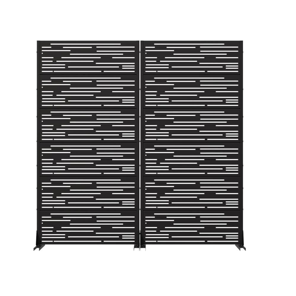 72 in. H x 35.5 in. W Outdoor Black Galvanized Steel Decorative Garden Fence Privacy Screen (2-Pack) price history on PriceWatchPro