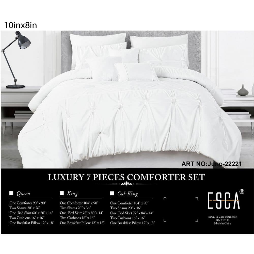 California King White Microfiber 7-Piece Comforter Set