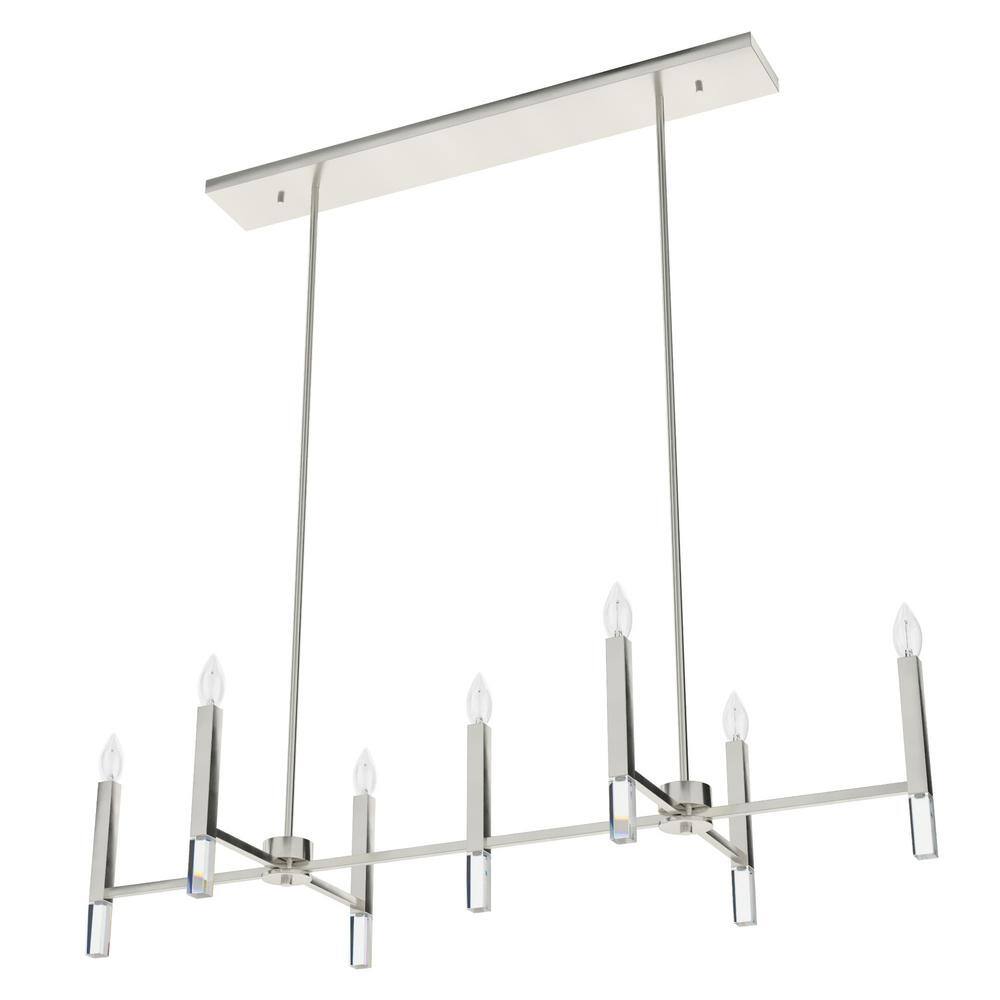 Sunjai Brushed Nickel 7-Light Linear Candlestick Chandelier