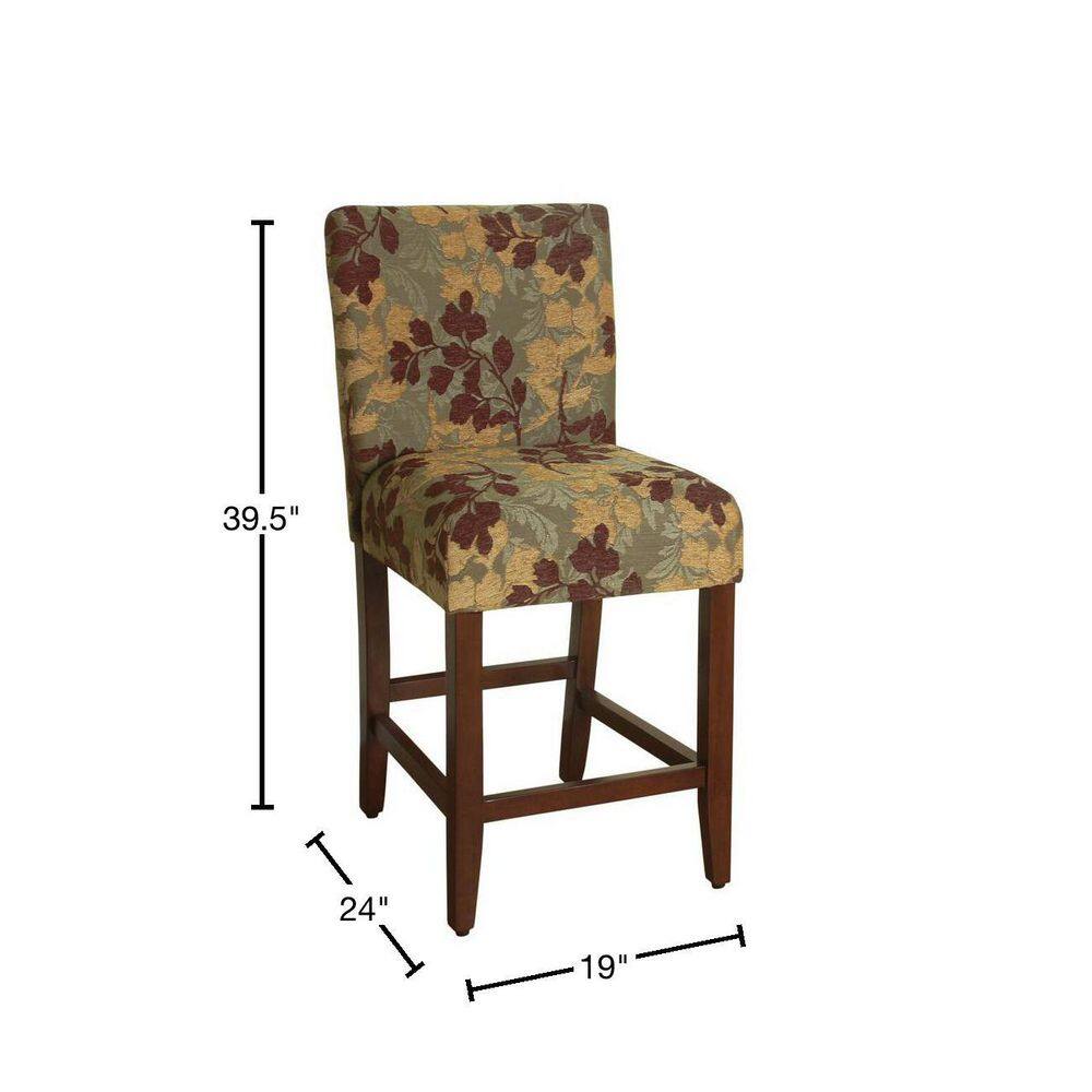 24" Brown and Sage Upholstered Counter Height Barstool