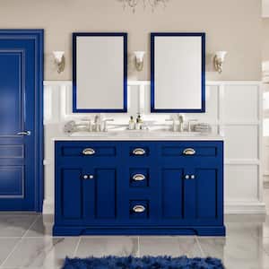 Epic 60 in. W x 22 in. D x 34 in. H Double Bathroom Vanity in Blue with White Quartz Top with White Sinks