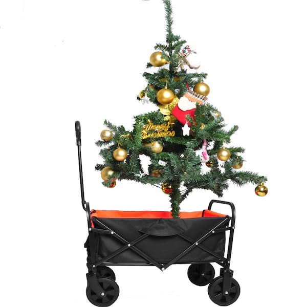 1.8 cu. ft. Steel Garden Cart Shopping Beach Cart in Black and Yellow