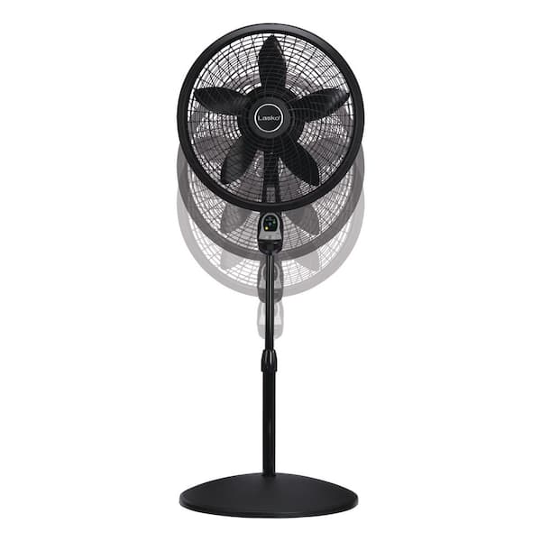 Lasko Cyclone Adjustable-Height 18 in. 3 Speed Black Oscillating Pedestal  Fan with Programmable Timer and Remote Control 1843  The Home Depot