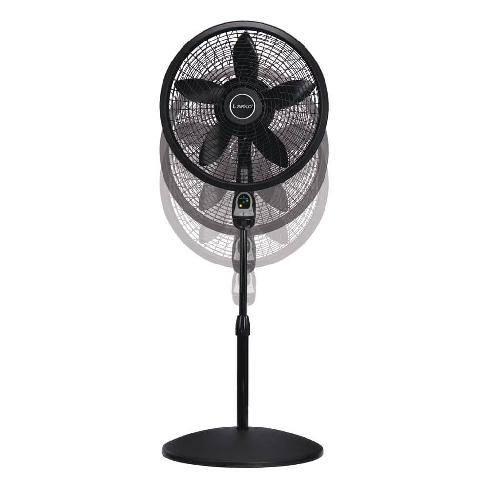 Black 54" Adjustable Height Oscillating Pedestal Fan with Remote