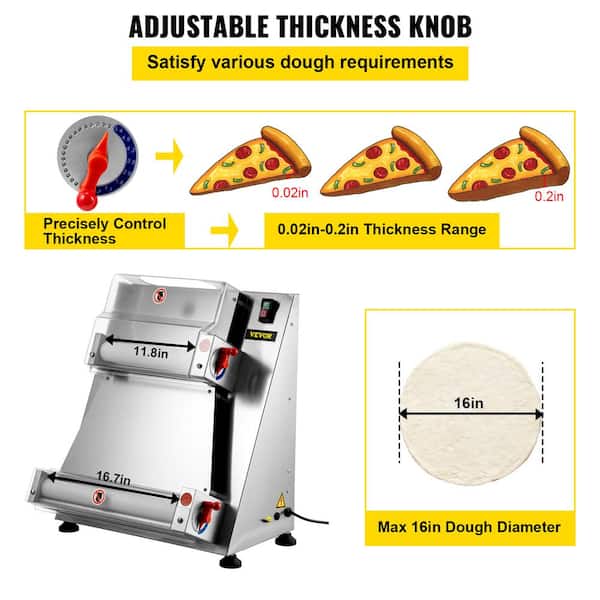 VEVOR Pizza Dough Roller Sheeter, Max 16 Automatic Commercial 370W Electric,  Stainless Steel, Suitable for Noodle Pizza Bread and Pasta Maker Equipment  - Yahoo Shopping