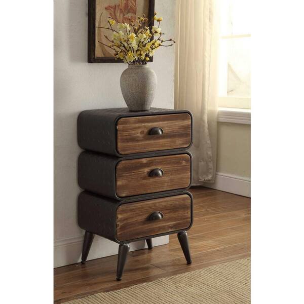 4D Concepts Urban Loft Rustic Natural Pine 3 Rounded Drawer Chest