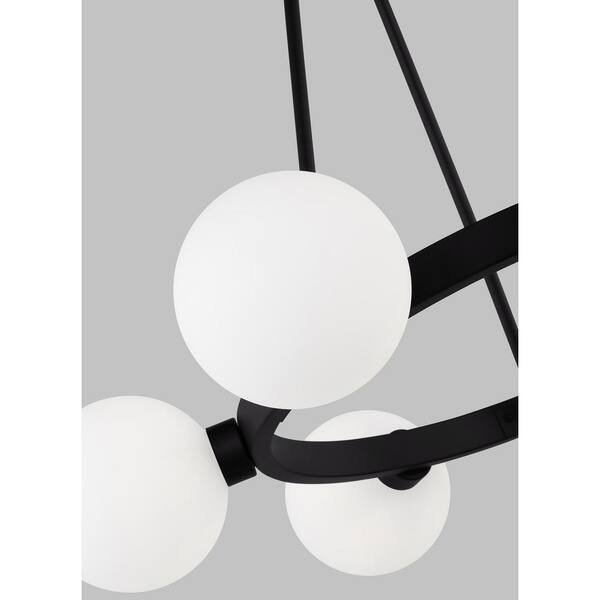 Generation Lighting - Clybourn 6-Light Midnight Black Chandelier with Milk Glass Shades