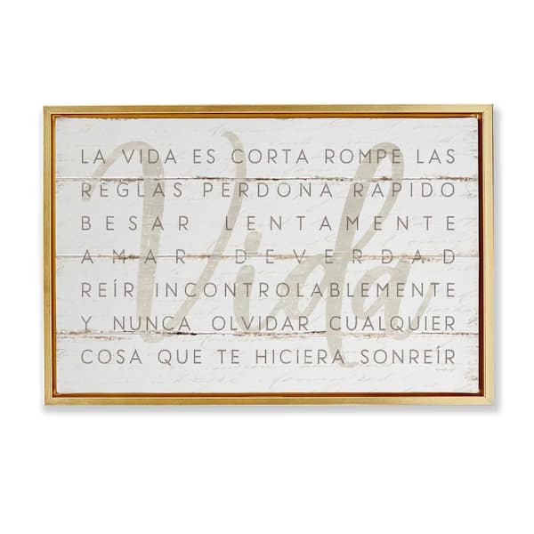 Stupell Industries Life Is Inspirational by Jennifer Pugh Gold Floater Frame Typography Graphic Art Print 21 in. x 31 in.