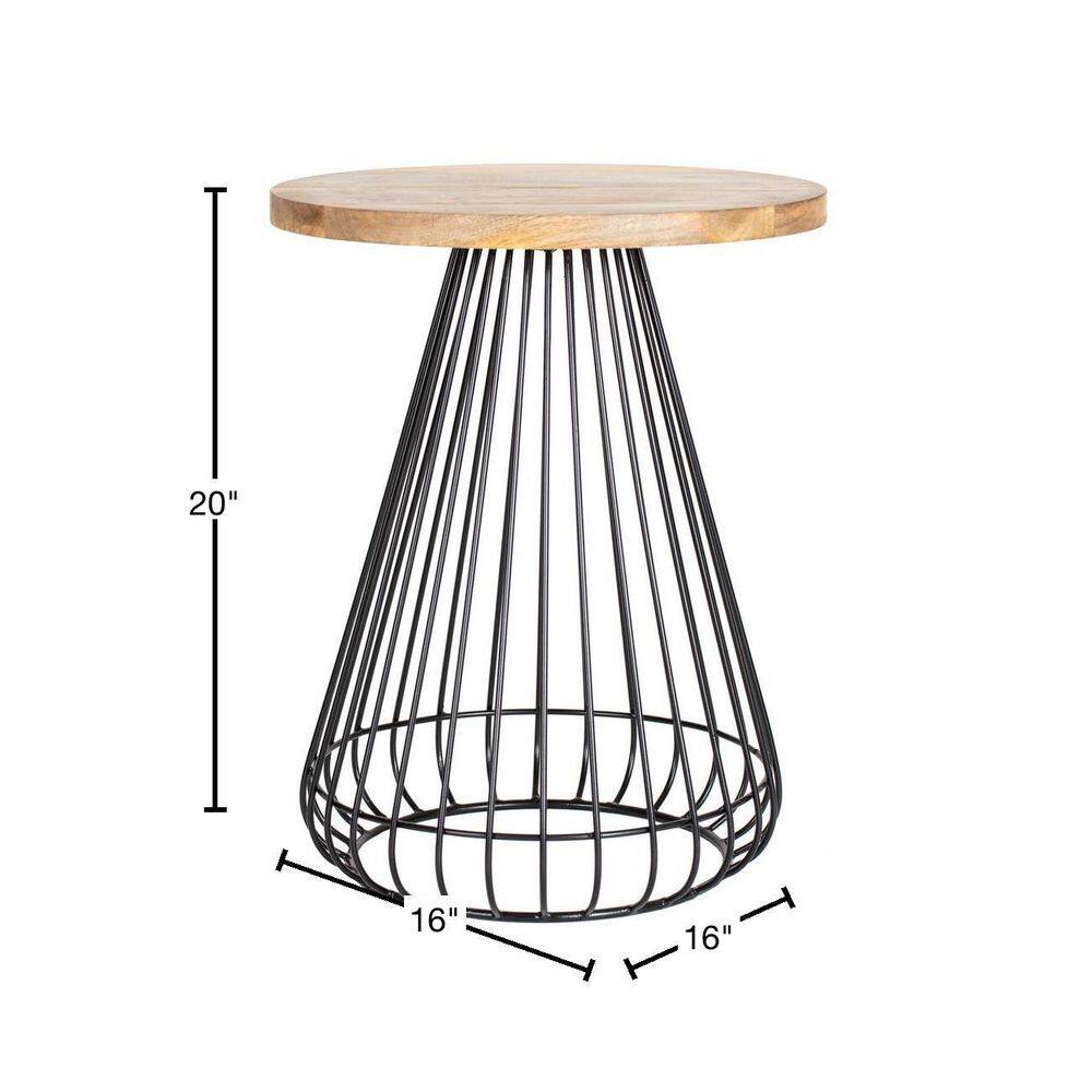 Melody 16 in Black 20 in Cage Mango Wood End Table - thumbnail 3