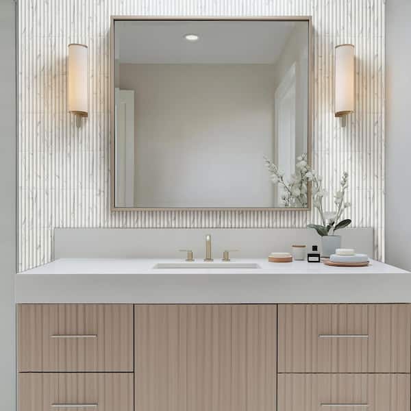 Rainuer Calacatta 5 in. x 10 in. Satin Porcelain Subway Wall Tile (9.02 sq. ft. /Case)