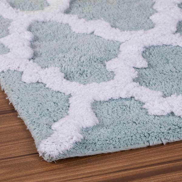 MH LONDON Bath Mats 21-in x 34-in Arctic and White Cotton Bath Mat