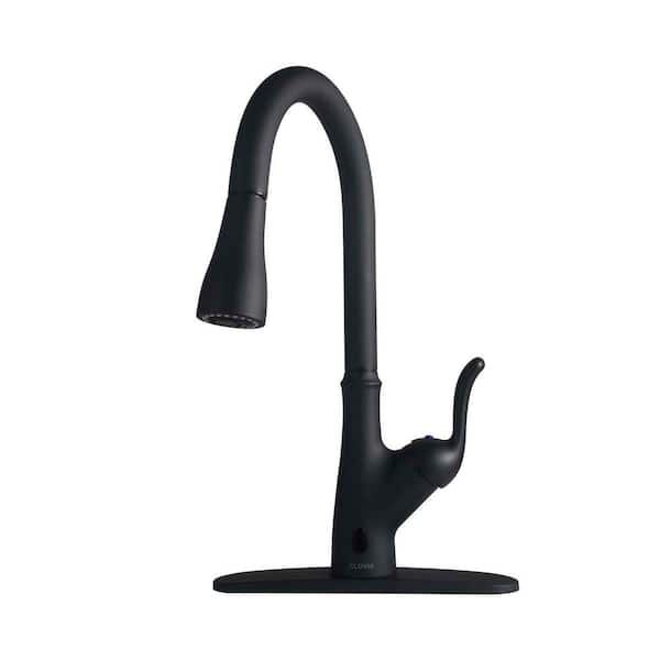 GIVING TREE Modern Single Handle Touchless Pull Down Sprayer Kitchen Faucet with Spot Resistant in Matte Black