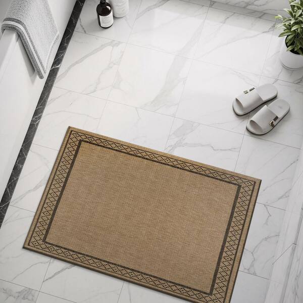 Haven 2 ft. x 3 ft. Natural Border Diamond Washable Easy Jute Modern Indoor Outdoor Area Rug