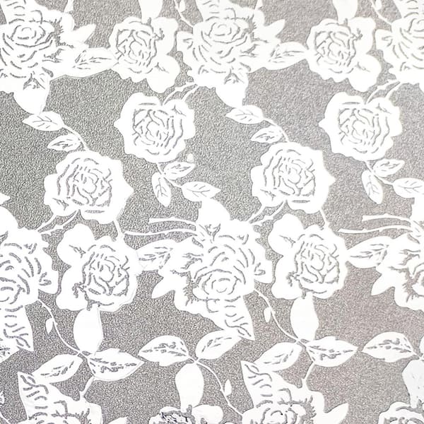 Dundee Deco Flowers on Vine Black on Silver Vinyl Strippable Roll (Covers 26.6 sq. ft.)