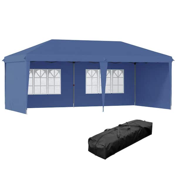 Siavonce 10 ft. x 20 ft. Pop Up Canopy Tent with 4-Sidewalls, Heavy Duty Tents for Parties, Outdoor Instant Gazebo, Blue