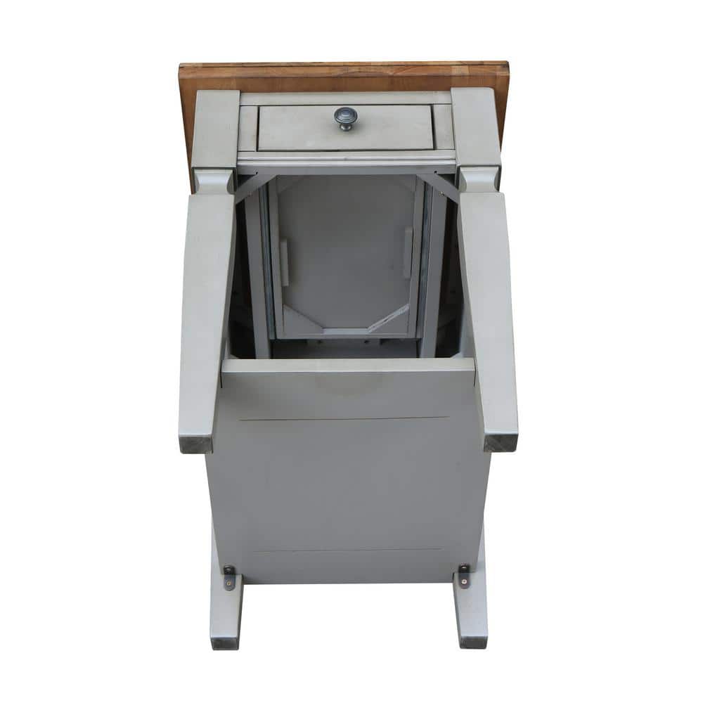 Vista Distressed Hickory and Stone Wood End Table with Storage