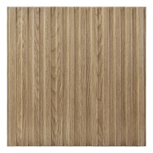Slat Fluted Design 1/16 in. x 1-7/16 ft. x 1-3/5 ft. Tan Square Edge Decorative 3D Wall Paneling (12 Pack)
