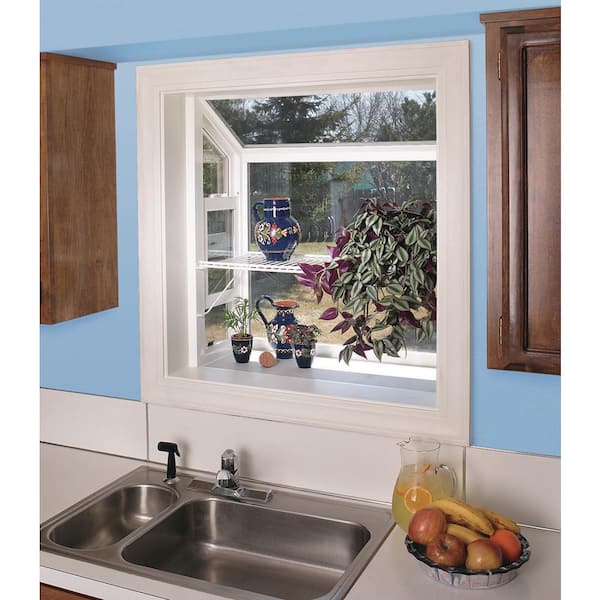 Jeld Wen 35 75 In X 35 75 In V 2500 Series White Vinyl Garden Window With Fiberglass Mesh Screen 8b8700 The Home Depot