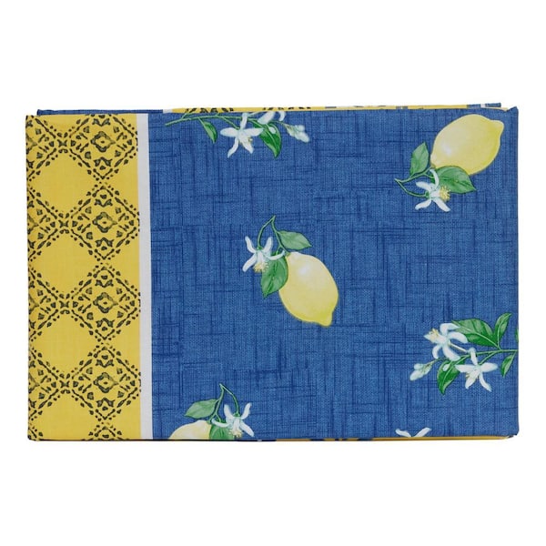 Lemon Bliss Multi Print 100% Vinyl Tablecloth 60"X84" Oval
