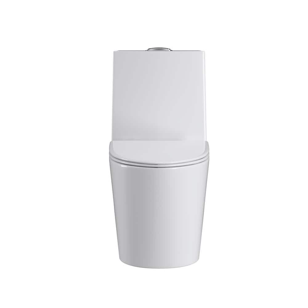 GIVING TREE 1-Piece 1.6 GPF Dual Flush Elongated High Efficiency Toilet in Gloss White Soft-Close Seat