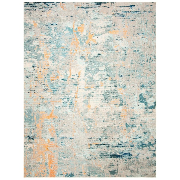 SAFAVIEH Madison Light Blue/Beige 10 ft. x 14 ft. Geometric Abstract Area Rug