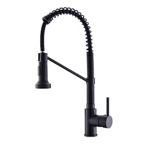 Single-Handle Pull-Down Sprayer Kitchen Faucet with Dual Function Spray Head in Matte black