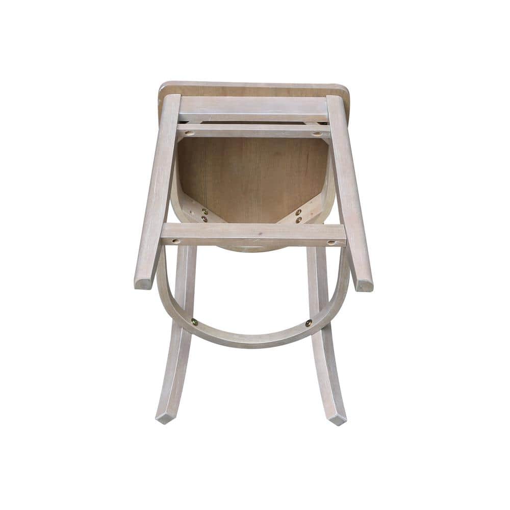 Elegant Washed Gray Taupe Solid Wood Counter Height Dining Set with 2 Stools