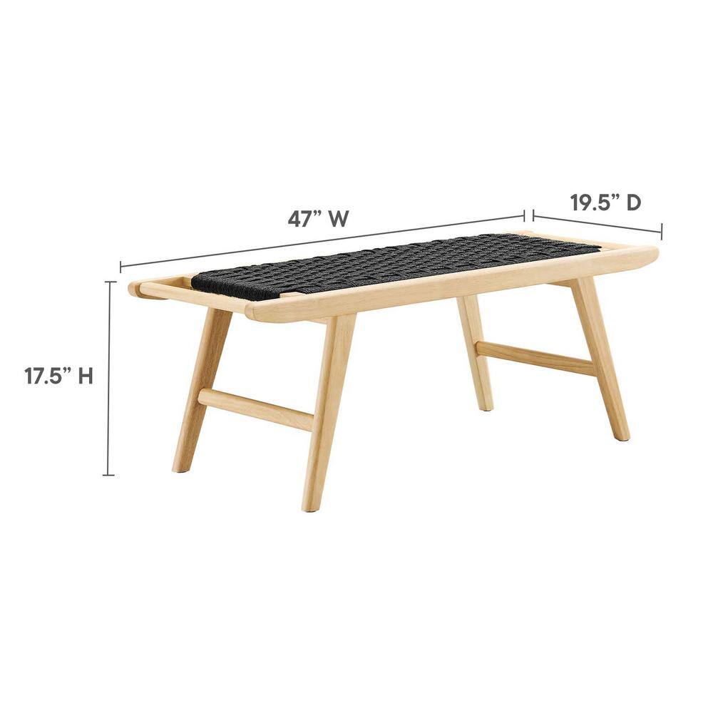 Saoirse Natural Black Woven Rope Wood Storage Bench