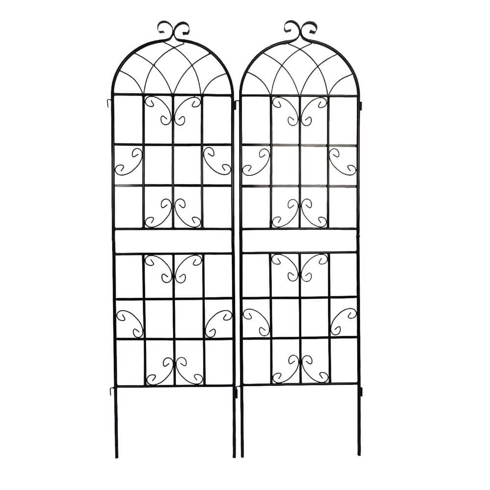 2-Pack 19.7 in. x 71 in. Black Metal Garden Trellis, Rustproof Trellis for 