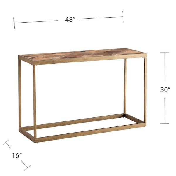 brass and wood console table