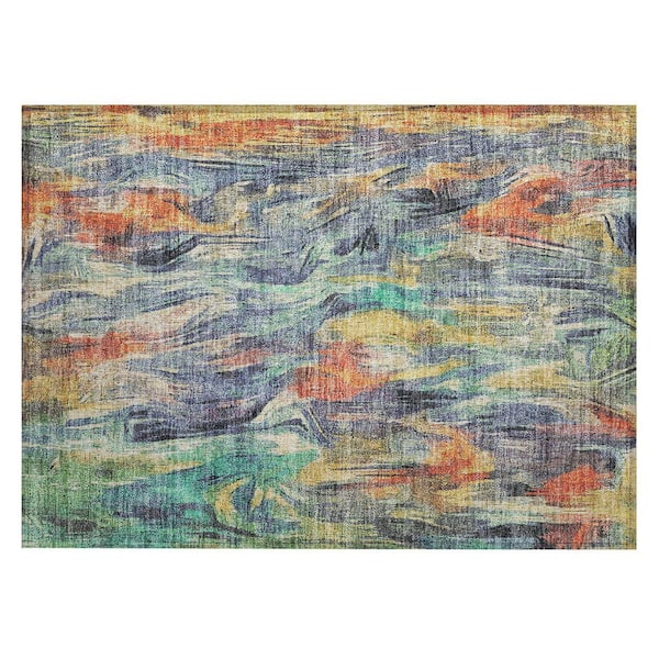 Chantille Machine Washable Indoor/Outdoor Abstract ACN2269 Denim 1 ft. 8 in. x 2 ft. 6 in. Accent Rug