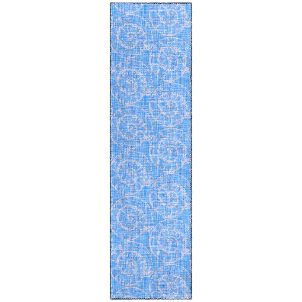 Surfside 2 ft. 3 in. x 7 ft. 6 in. Blue Geometric Indoor/Outdoor Area Rug