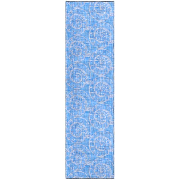 Addison Rugs Surfside 2 ft. 3 in. x 7 ft. 6 in. Blue Geometric Indoor/Outdoor Area Rug