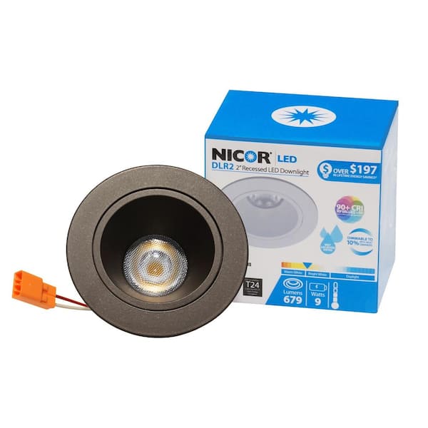 NICOR DLR2 2 in. 3000K Remodel or New Construction Integrated LED Recessed Downlight Kit in Oil-Rubbed Bronze