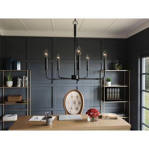 Abner 5- Light Matte Black Chandelier