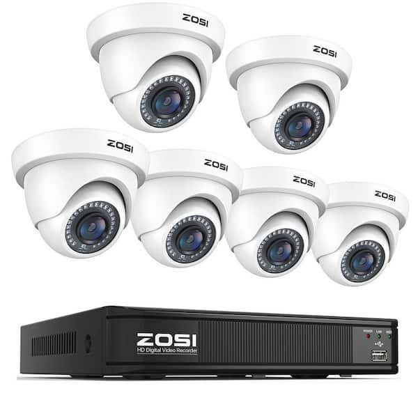 ZOSI 8-Channel 2MP DVR Security Camera System with 6 Wired 1080P