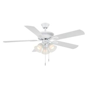 Glendale III 52 in. LED Indoor White Ceiling Fan with Light and Pull Chains