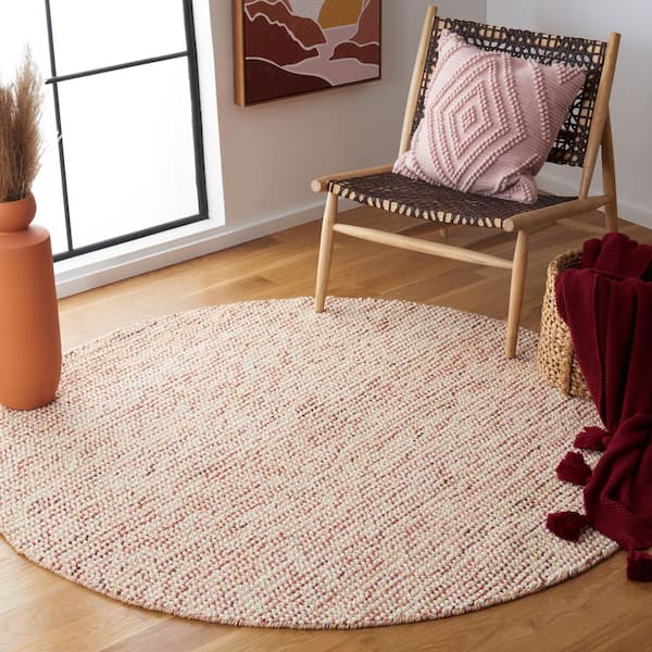 Vermont 6 ft. x 6 ft. Round Ivory/Rust Knitted Area Rug