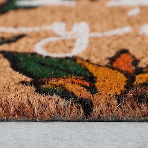 Happy Fall Y'all Multicolor 18 in. x 30 in. Coir Sunflower Outdoor Coir Doormat