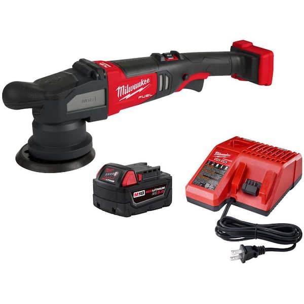 M18 FUEL18V Lithium-Ion Brushless Cordless 15MM DA Polisher with 5.0 Ah Battery and Charger Starter Kit